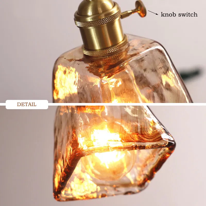 Japanese Style Vintage Brass Glass Chandelier - Elegance for Your Dining and Kitchen Spaces