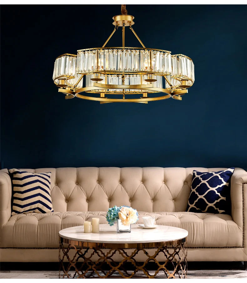Zoe's K9 Crystal Modern Glass Chandelier - Copper Luxury Hanging Lamp