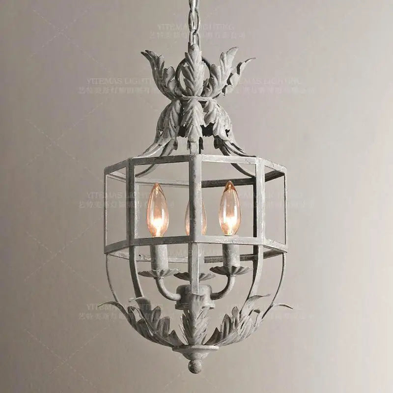 Elegant Candle Chandelier - Vintage Grey Metal Lighting Fixture for Unique Home Decor in Dining Room and Kitchen