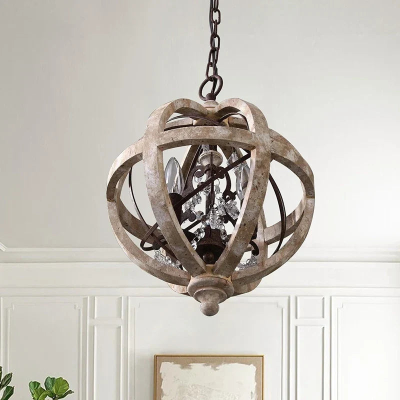 Astra - Retro Solid Wood LED Hanging Chandelier