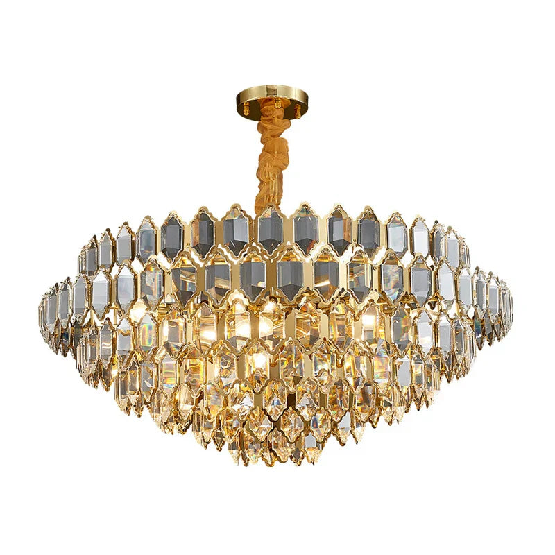 Modern Style Golden Luster Suspended Crystal Chandelier - Elegance for Living Rooms, Bedrooms, and Dining Spaces
