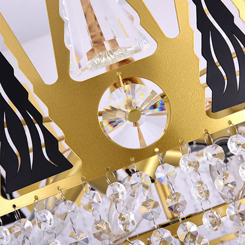 Elegant French Pastoral Golden Crystal Chandelier - Perfect for Living Rooms, Dining Rooms, Bedrooms, and Entrances