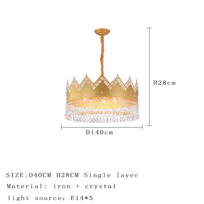 Elegant French Pastoral Golden Crystal Chandelier - Perfect for Living Rooms, Dining Rooms, Bedrooms, and Entrances