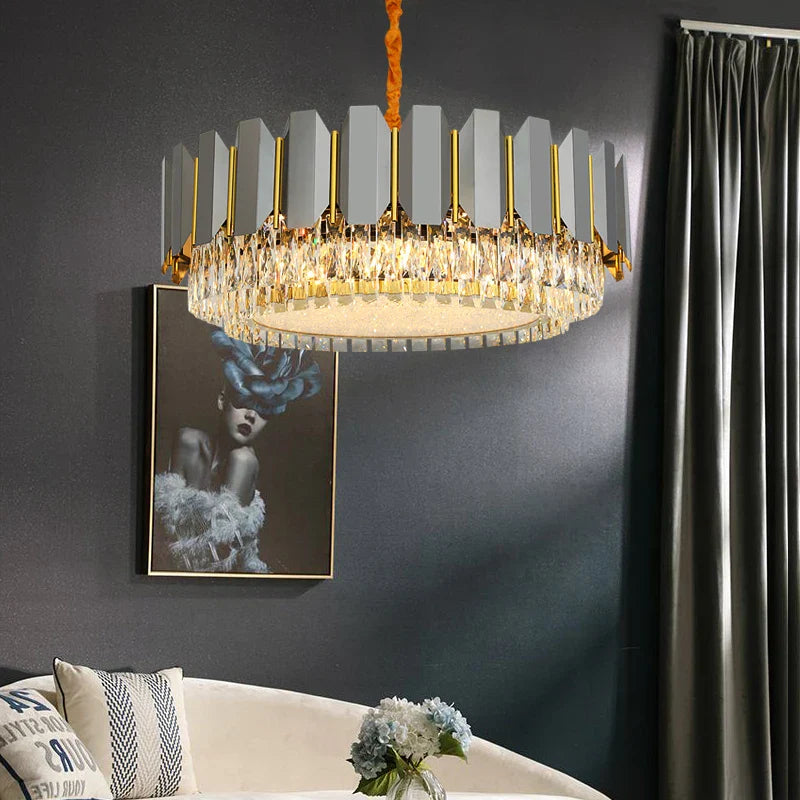 Stainless Steel Light Luxury Crystal Chandelier - A Postmodern Marvel for Living Rooms, Simple Dining Rooms, and Nordic Bedrooms