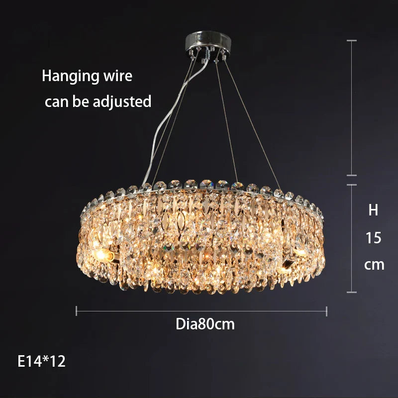 New Light Luxury K9 Crystal Chandelier - Chrome Elegance for Living, Dining, and Bedrooms
