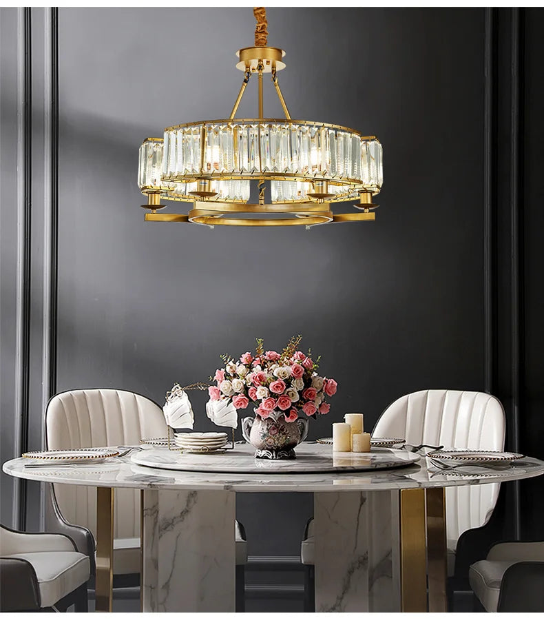 Zoe's K9 Crystal Modern Glass Chandelier - Copper Luxury Hanging Lamp
