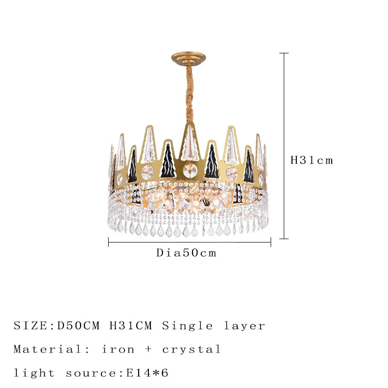 Elegant French Pastoral Golden Crystal Chandelier - Perfect for Living Rooms, Dining Rooms, Bedrooms, and Entrances