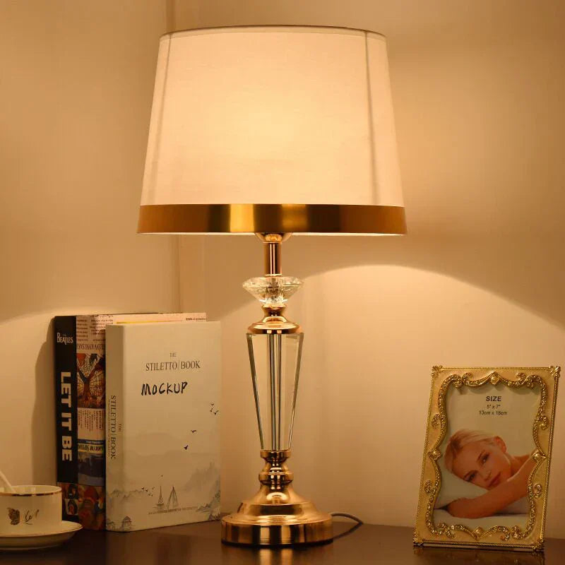 SAROK Modern Crystal Table Lamp - White Luxury LED Desk Lamp for Home and Office Decor