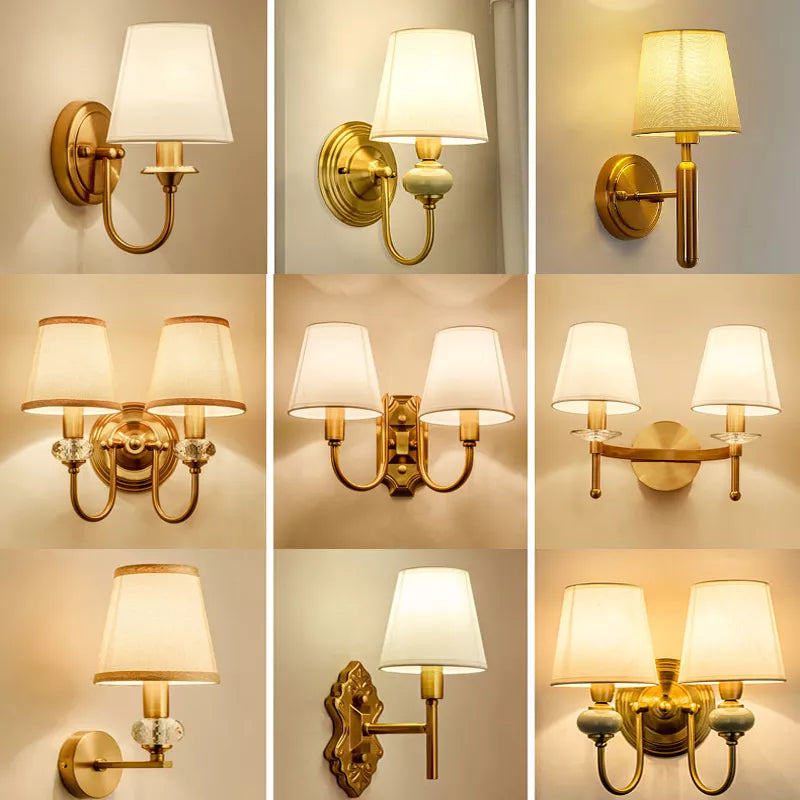 Grace - vintage lamp American rural retro decoration lamps and bedroom E14 Bulb corridor of the corridor simple cloth cover wall lamp
