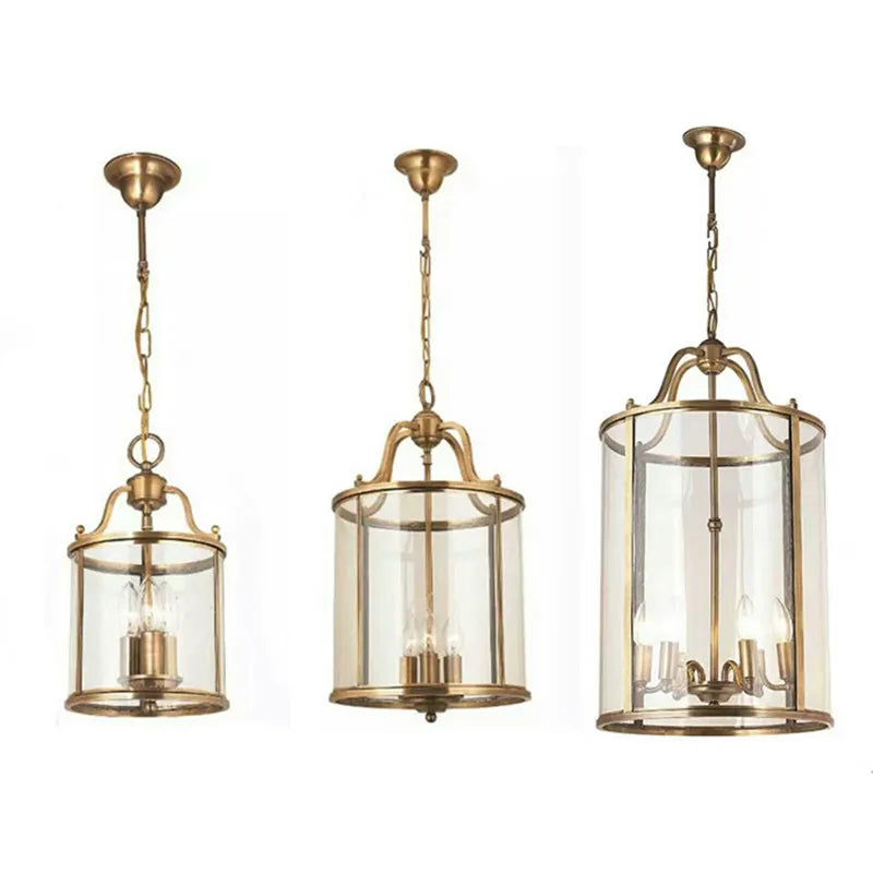 American Vintage Copper Chandelier - Solder Glass Birdcage Design for Hotel Lobbies, Aisles, Corridors, and Restaurants