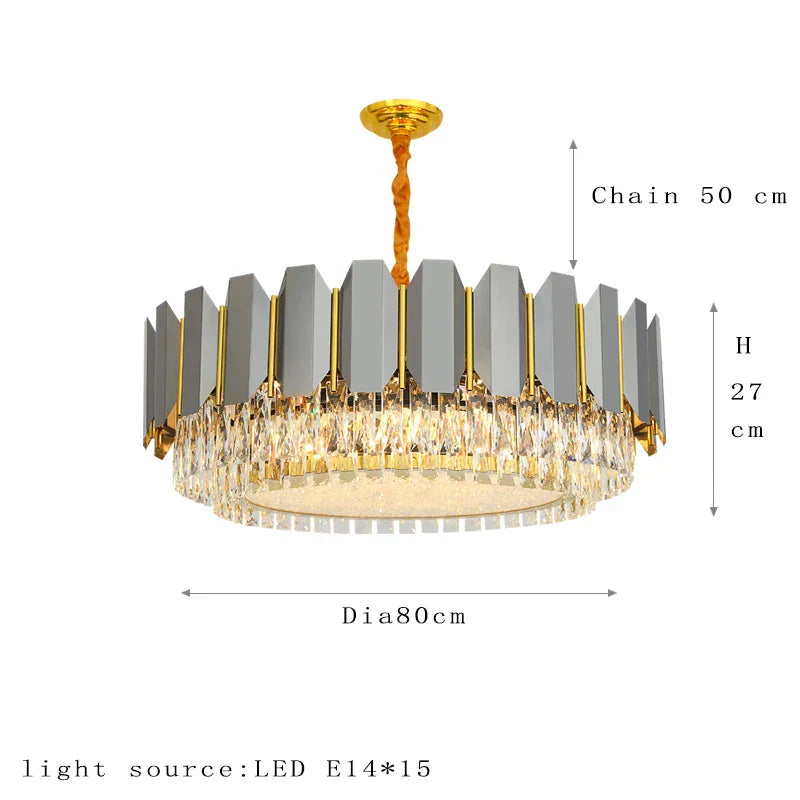 Stainless Steel Light Luxury Crystal Chandelier - A Postmodern Marvel for Living Rooms, Simple Dining Rooms, and Nordic Bedrooms