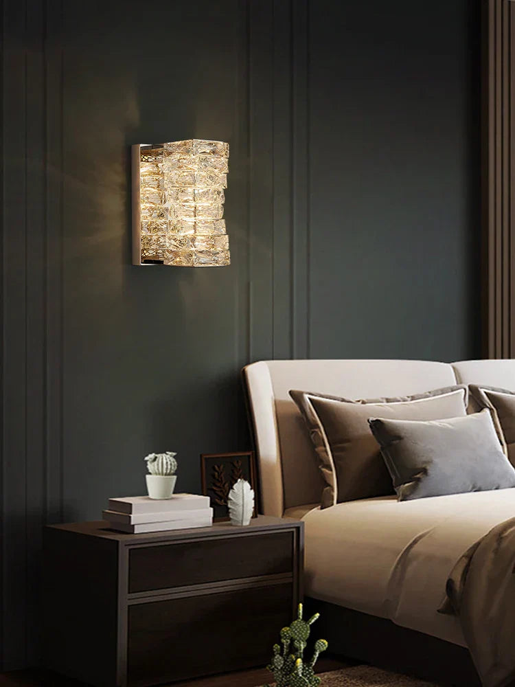 Chloe's - 3 Color Temperature Wall Lamp Crystal K9 LED Wall Light Chrome Gold Indoor Bright Wall Sconce for Living/Dining/Bed Room Hotel