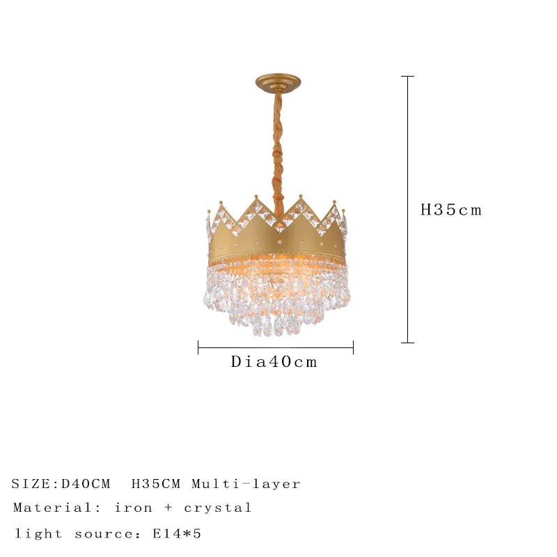 Elegant French Pastoral Golden Crystal Chandelier - Perfect for Living Rooms, Dining Rooms, Bedrooms, and Entrances