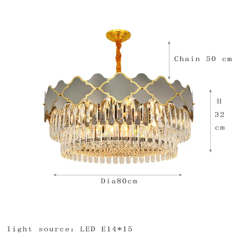 Postmodern Light Stainless Steel Crystal Chandelier - Starry Sky Illumination for Living, Dining, and Bedroom Ambiance