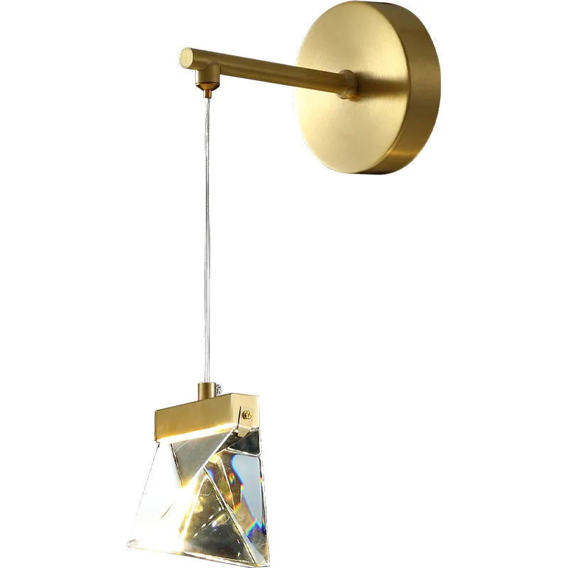 Amelia - Postmodern Light Luxury Brass Crystal Bedroom Warm Bedside Wall Lamp Creative Led Living Room Background Wall Decorative Lamp