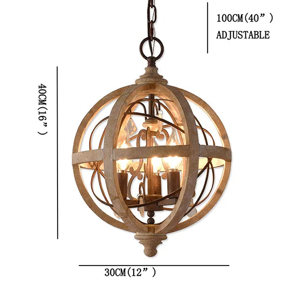 Astra - Retro Solid Wood LED Hanging Chandelier