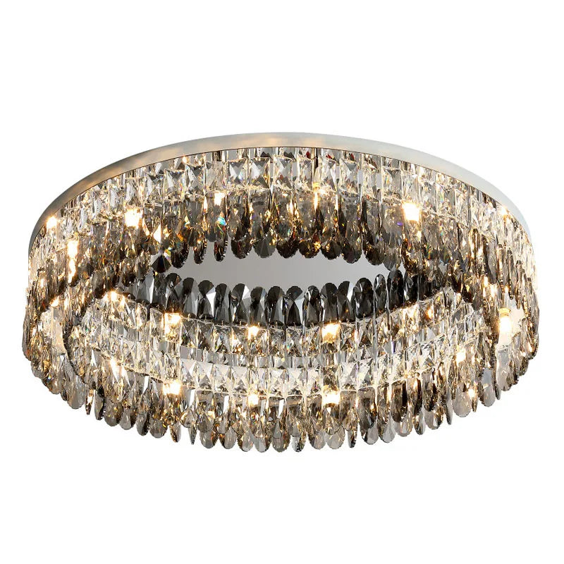 Nordic Simple Modern Crystal Ceiling Lamp - Chrome Silver Finish for Living, Dining, and Bedroom Spaces