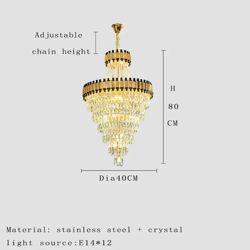 Duplex Building Chandelier - Post-Modern Light Luxury Crystal Elegance for Villas, Living Rooms, and Staircase Illumination