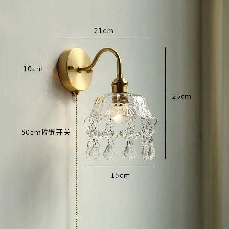 Modern Ceramic Wall Lamp with Pull Chain Switch - Stylish Lighting for Bathrooms, Mirrors, and Stairways
