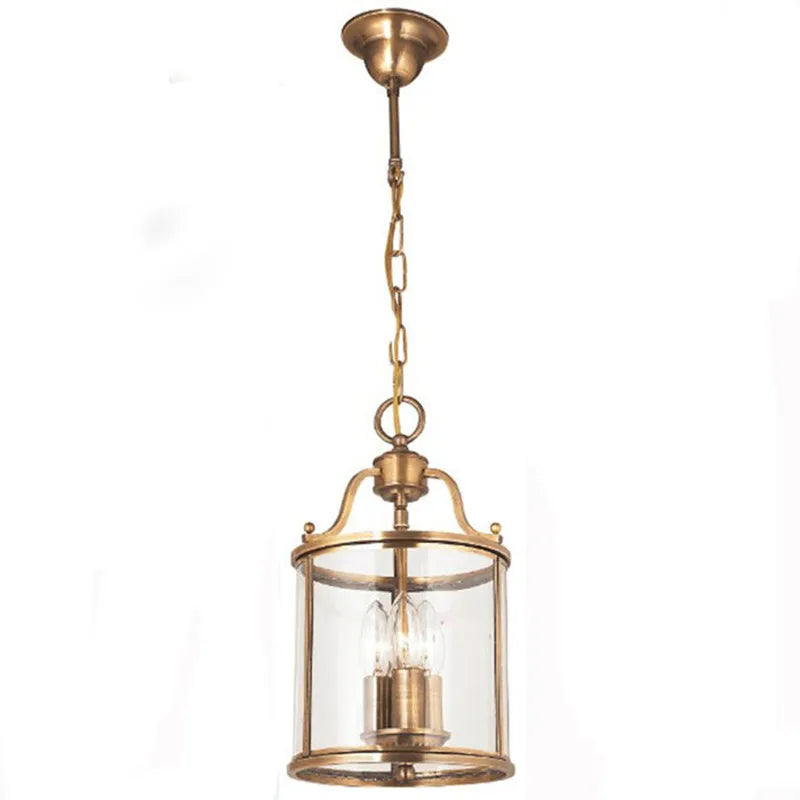American Vintage Copper Chandelier - Solder Glass Birdcage Design for Hotel Lobbies, Aisles, Corridors, and Restaurants