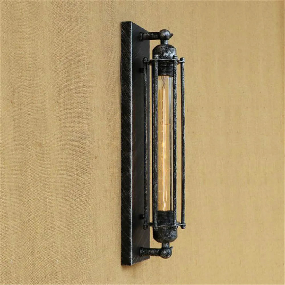 Vintage Black Rustic Wall Light with Edison Filament Bulb - Perfect for Stair, Kitchen, and Wall Sconce Lighting
