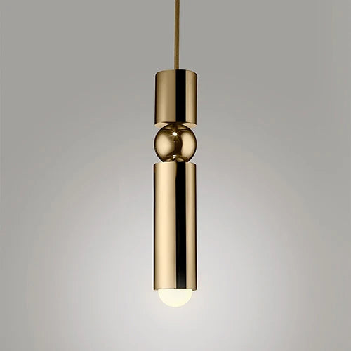 Nordic simple loft restaurant bar window single head pendant lamp GU10 bedroom bedside coffee hotel brass small chandelier