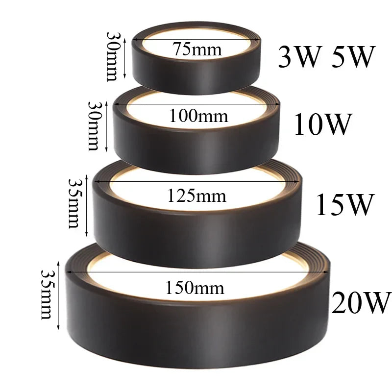 Ultra-Thin LED Downlight - Choose from 5W, 10W, 15W, or 20W - Surface Mounted Ceiling Lamps for Stylish Illumination