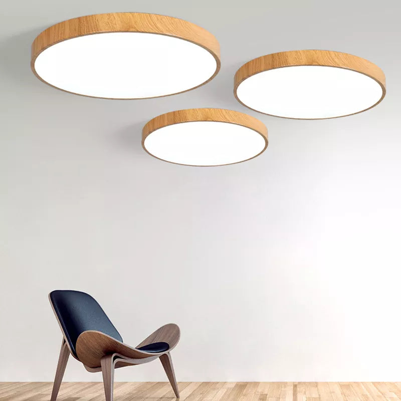 Ultra-Thin Wood Grain LED Ceiling Light - Modern Lighting Fixture