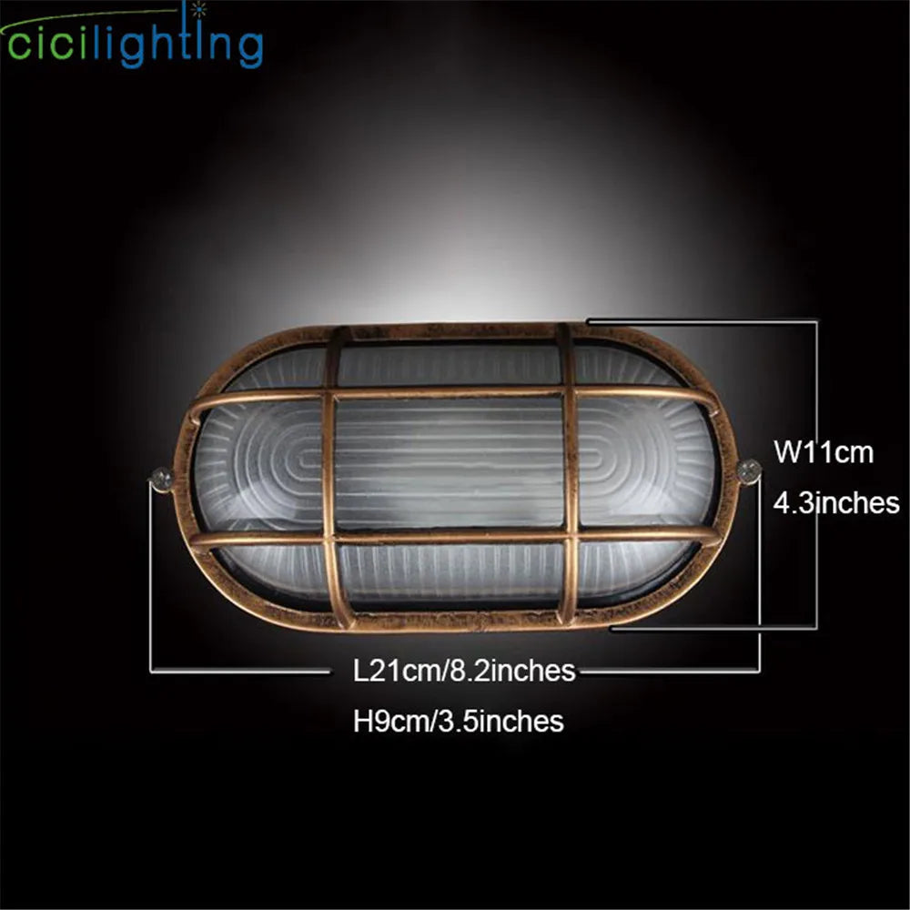 Vintage Waterproof E27 Outdoor Wall & Porch Lighting - Retro Moisture-Resistant Ceiling Lamp for Charming Outdoor Illumination