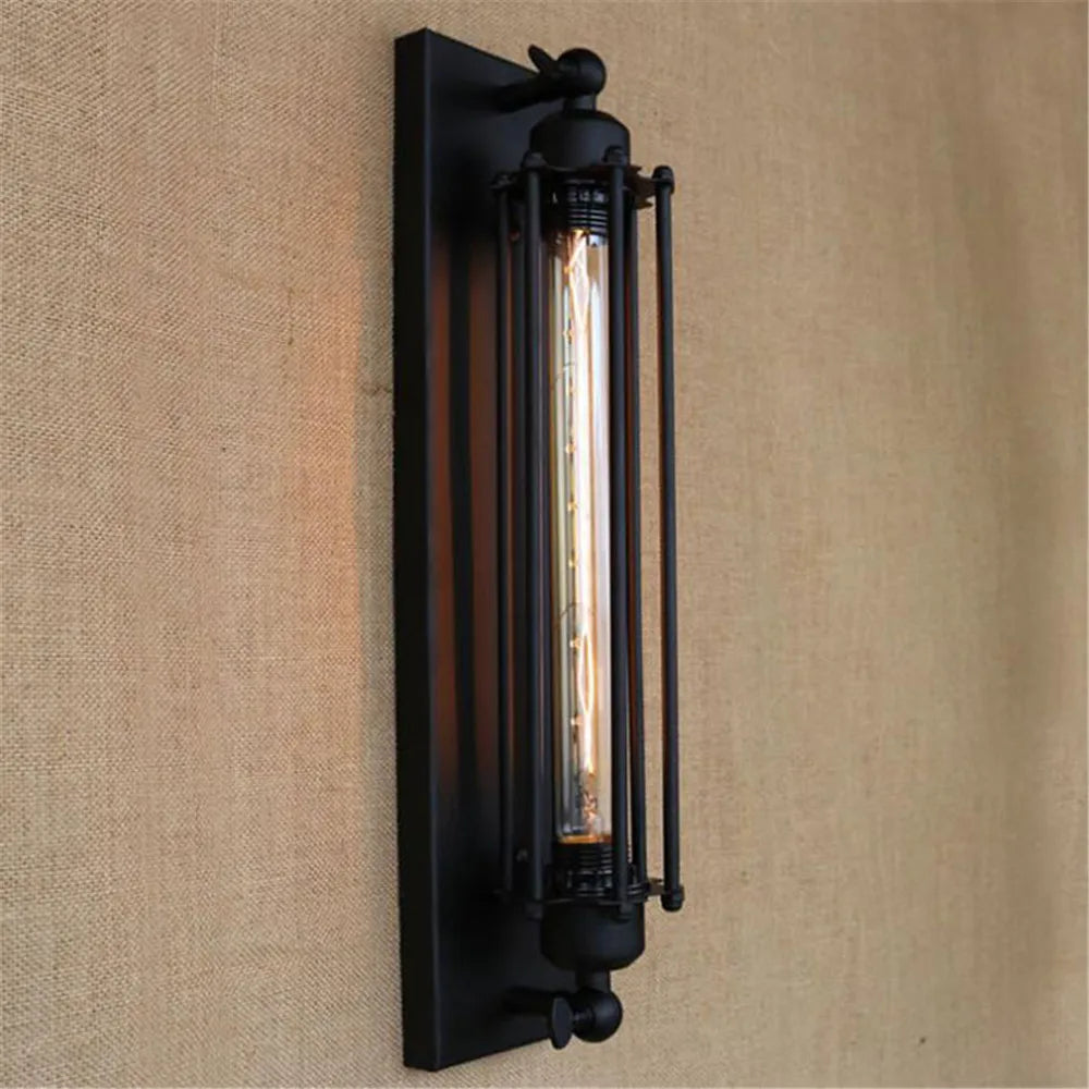 Vintage Black Rustic Wall Light with Edison Filament Bulb - Perfect for Stair, Kitchen, and Wall Sconce Lighting