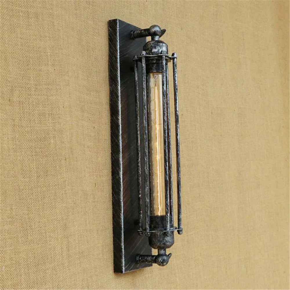 Vintage Black Rustic Wall Light with Edison Filament Bulb - Perfect for Stair, Kitchen, and Wall Sconce Lighting