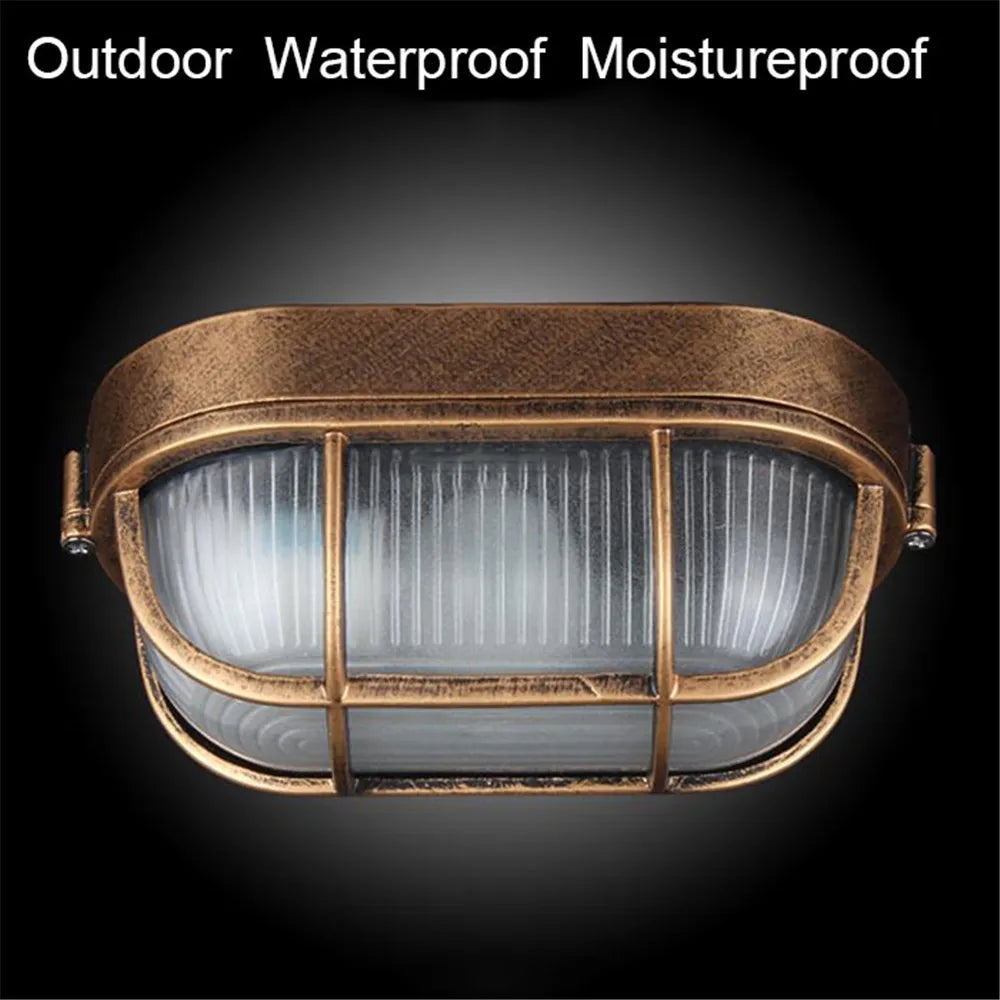 Vintage Waterproof E27 Outdoor Wall & Porch Lighting - Retro Moisture-Resistant Ceiling Lamp for Charming Outdoor Illumination