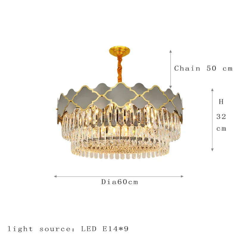 Postmodern Light Stainless Steel Crystal Chandelier - Starry Sky Illumination for Living, Dining, and Bedroom Ambiance