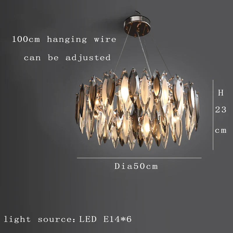 Elegant Round Gold LED Crystal Chandelier - A Modern Luxury Lighting Fixture for Dining Rooms, Living Rooms, and Home Decor