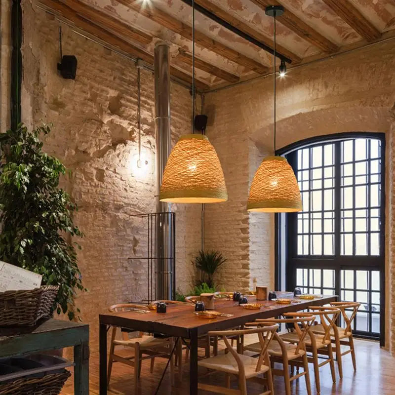Bamboo Ceiling Lamp - Elegant Lighting for Hotel Restaurants, Tea Rooms, Cafes, and Lounge Decor