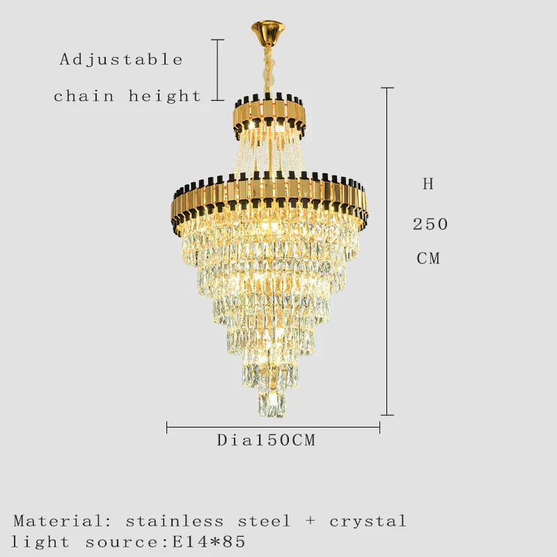 Duplex Building Chandelier - Post-Modern Light Luxury Crystal Elegance for Villas, Living Rooms, and Staircase Illumination