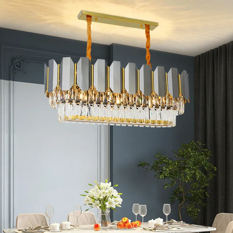 Stainless Steel Light Luxury Crystal Chandelier - A Postmodern Marvel for Living Rooms, Simple Dining Rooms, and Nordic Bedrooms