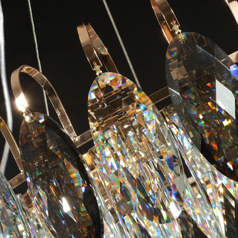 New Modern Crystal Chandelier - Luxurious Home Decor Lighting in Round Gold Design with LED Illumination