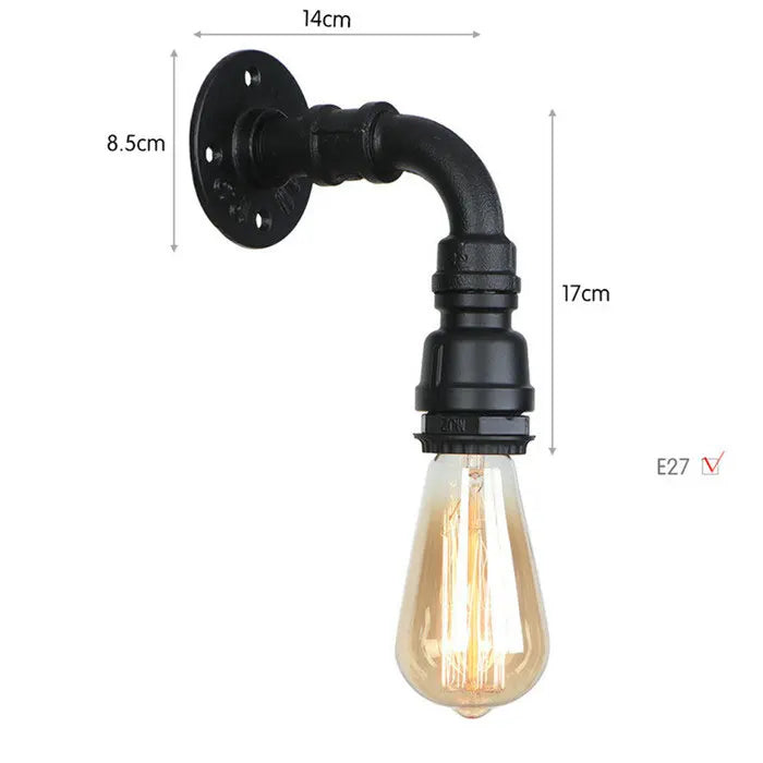 Vintage E27 Water Pipe Wall Sconces - Steampunk Wall Light Fixtures for Hallway and Basement