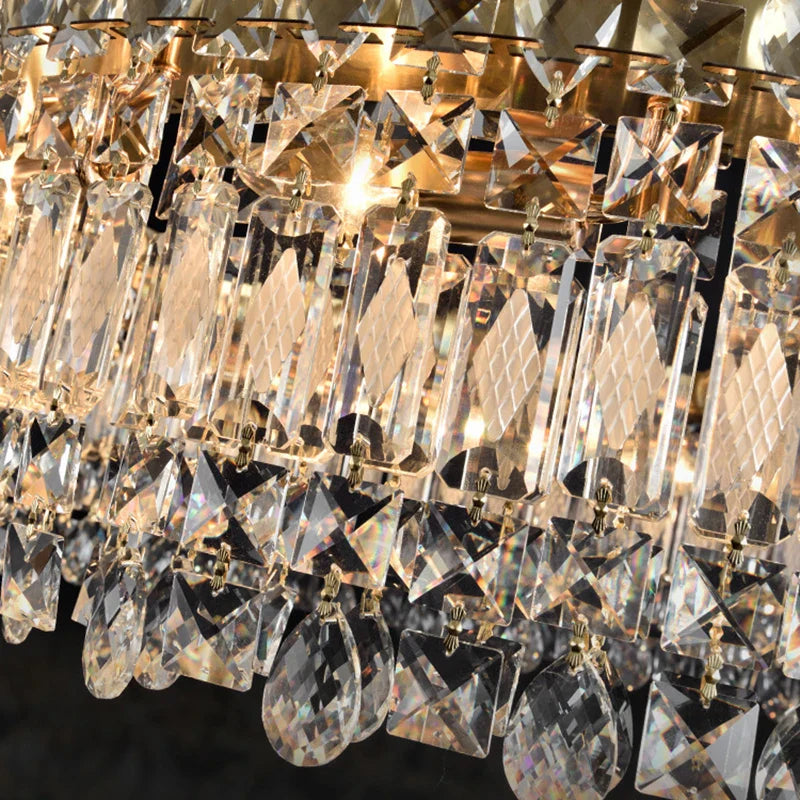 Elegant LED E14 Postmodern Gold Chandelier - A Ring Tassel Crystal Fixture for Dining Rooms, Adding Luminescent Luxury