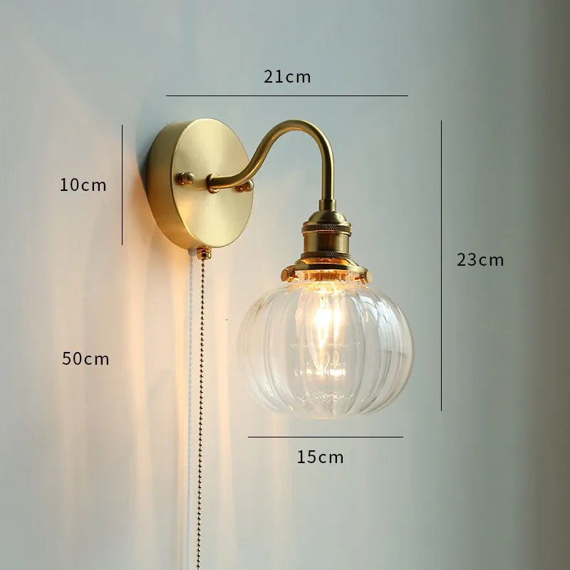Modern Ceramic Wall Lamp with Pull Chain Switch - Stylish Lighting for Bathrooms, Mirrors, and Stairways