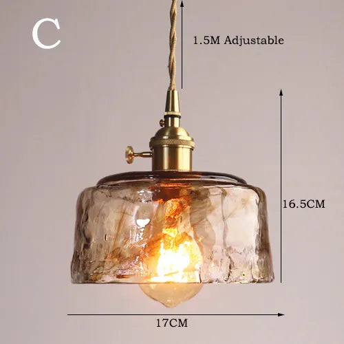 Japanese Style Vintage Brass Glass Chandelier - Elegance for Your Dining and Kitchen Spaces