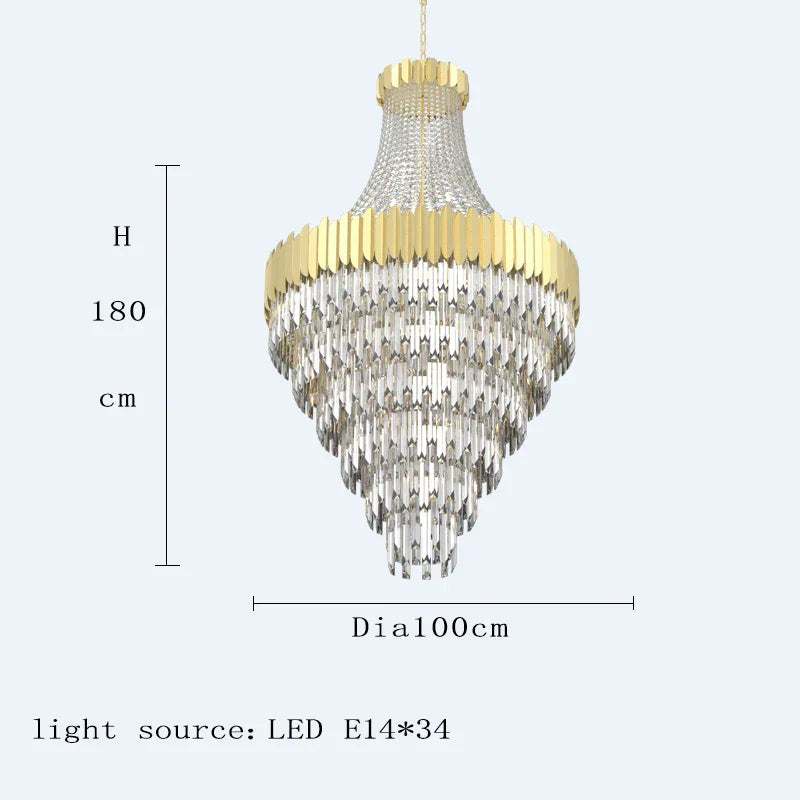 Modern Nordic Crystal Pendant Lights - Light Luxury Elegance for Villas, Hotels, and Double Staircase Living Spaces with LED Efficiency