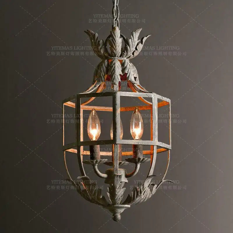 Elegant Candle Chandelier - Vintage Grey Metal Lighting Fixture for Unique Home Decor in Dining Room and Kitchen