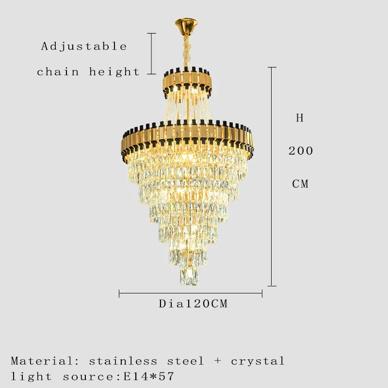 Duplex Building Chandelier - Post-Modern Light Luxury Crystal Elegance for Villas, Living Rooms, and Staircase Illumination