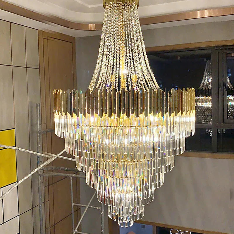 Modern Nordic Crystal Pendant Lights - Light Luxury Elegance for Villas, Hotels, and Double Staircase Living Spaces with LED Efficiency