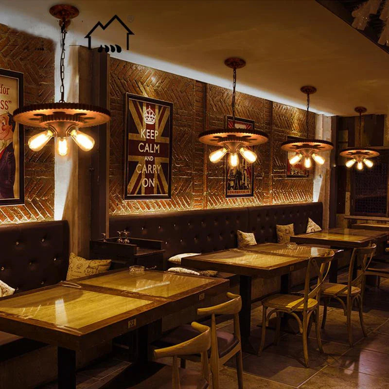 Loft Retro Industrial Iron Chandelier Pendant Lamp - Personality Fixture for Hotel, Restaurant, Bar, and Cafe Lighting