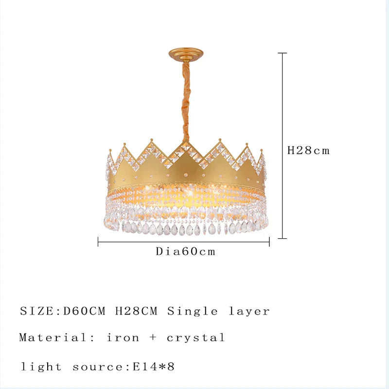 Elegant French Pastoral Golden Crystal Chandelier - Perfect for Living Rooms, Dining Rooms, Bedrooms, and Entrances