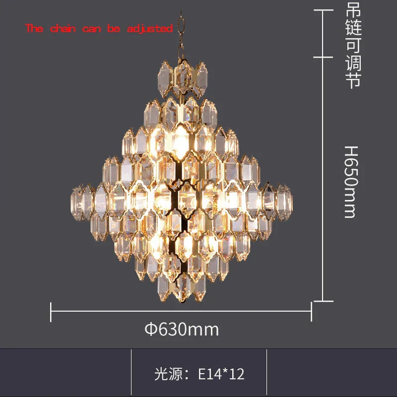 Modern Style Golden Luster Suspended Crystal Chandelier - Elegance for Living Rooms, Bedrooms, and Dining Spaces