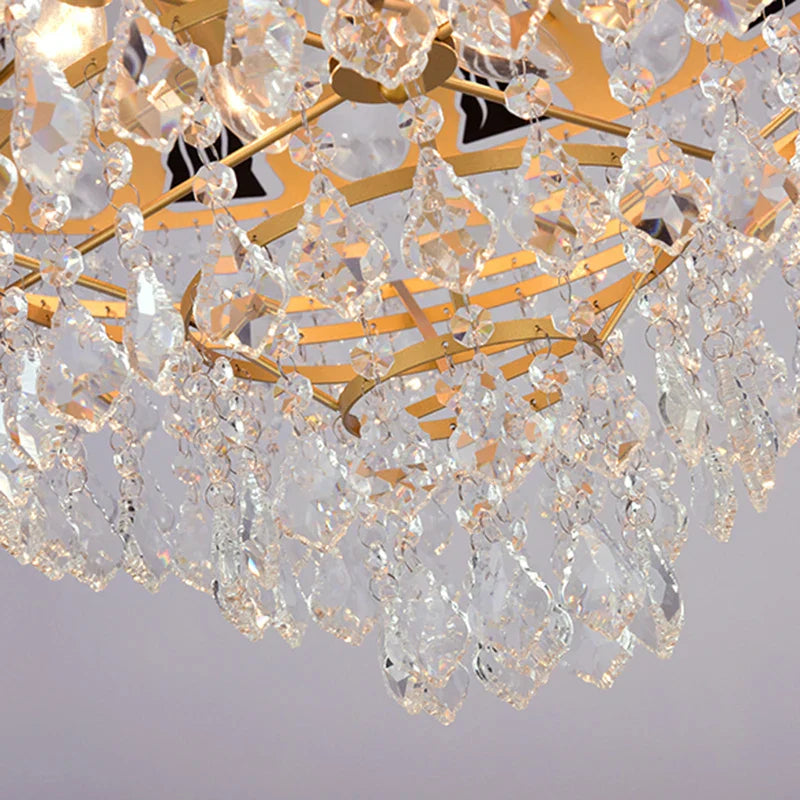 Elegant French Pastoral Golden Crystal Chandelier - Perfect for Living Rooms, Dining Rooms, Bedrooms, and Entrances